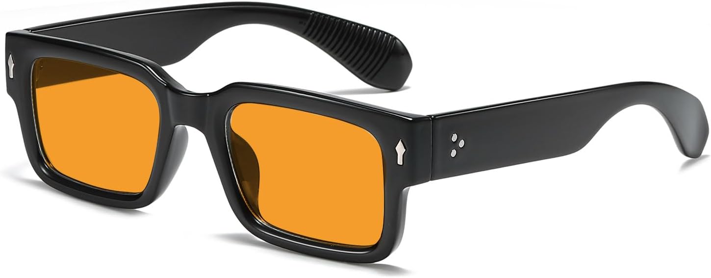 

Классические квадратные солнцезащитные очки для женщин и мужчин. Модные солнцезащитные очки в толстой прямоугольной оправе, массивные черные очки SUNBSR, 2 Black/Orange