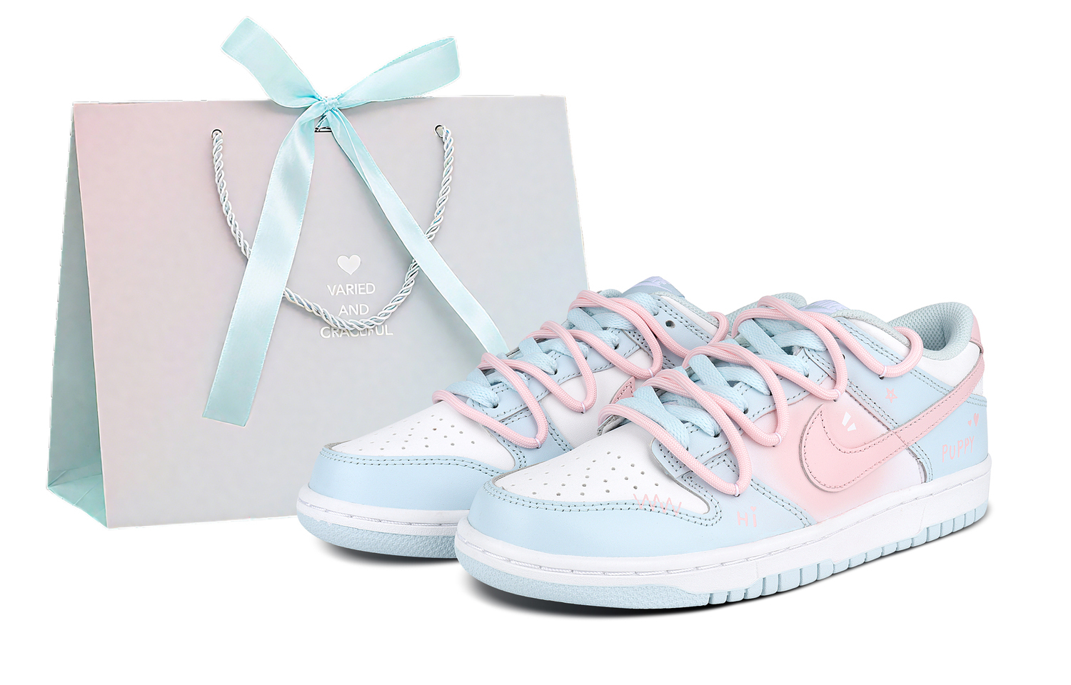 

Nike Дышащие и нескользящие низкие детские кроссовки для скейтбординга Blue Pink для подростков