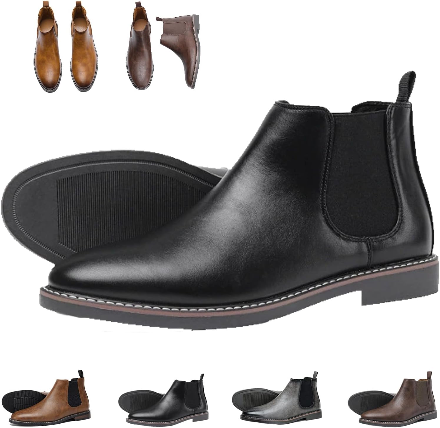 

Мужские кожаные ботильоны челси GHTRHSB, ковбойские повседневные деловые ботинки в стиле вестерн, классические рабочие ботинки без шнурков с эластичной резинкой, черный