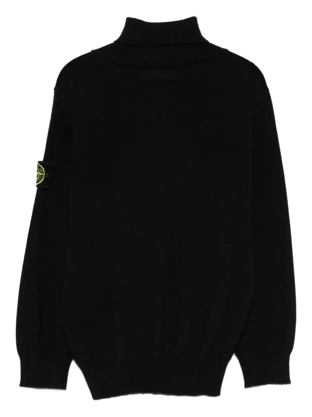 Шерстяной свитер с водолазкой Stone Island Junior, черный — фото 2