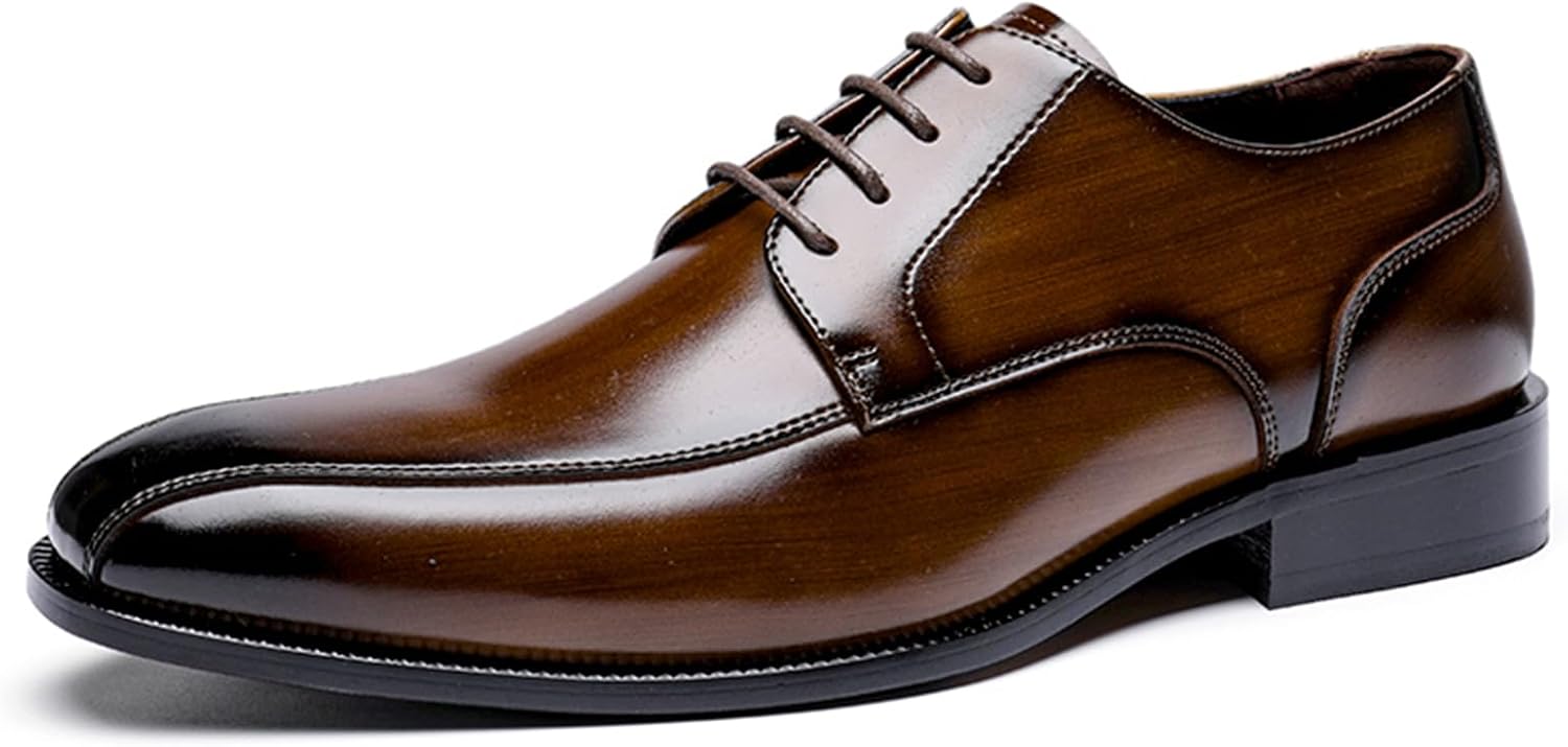 

Мужские туфли оксфорды классического стиля на шнуровке, формальные, деловые, повседневные, для работы, официальных мероприятий и свадеб Abborora, коричневый
