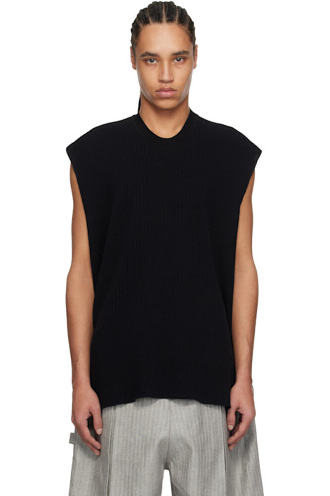 

Черный плотный трикотажный жилет из хлопка HOMME PLISSÉ ISSEY MIYAKE