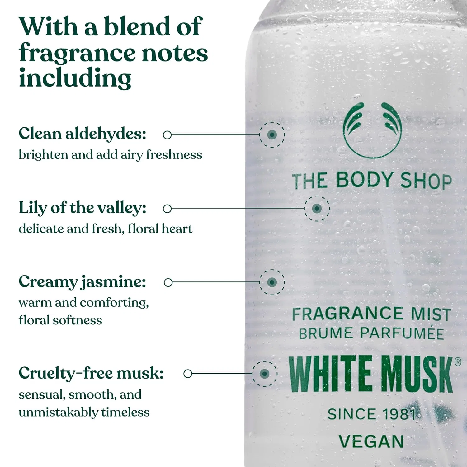 Веганский мист для тела THE BODY SHOP White Musk с цветочным мускусным ароматом The Body Shop — фото 3