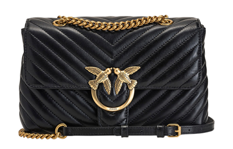 

PINKO Сумка-ласточка из овчины с кожаной вставкой на плечо через плечо женская черная