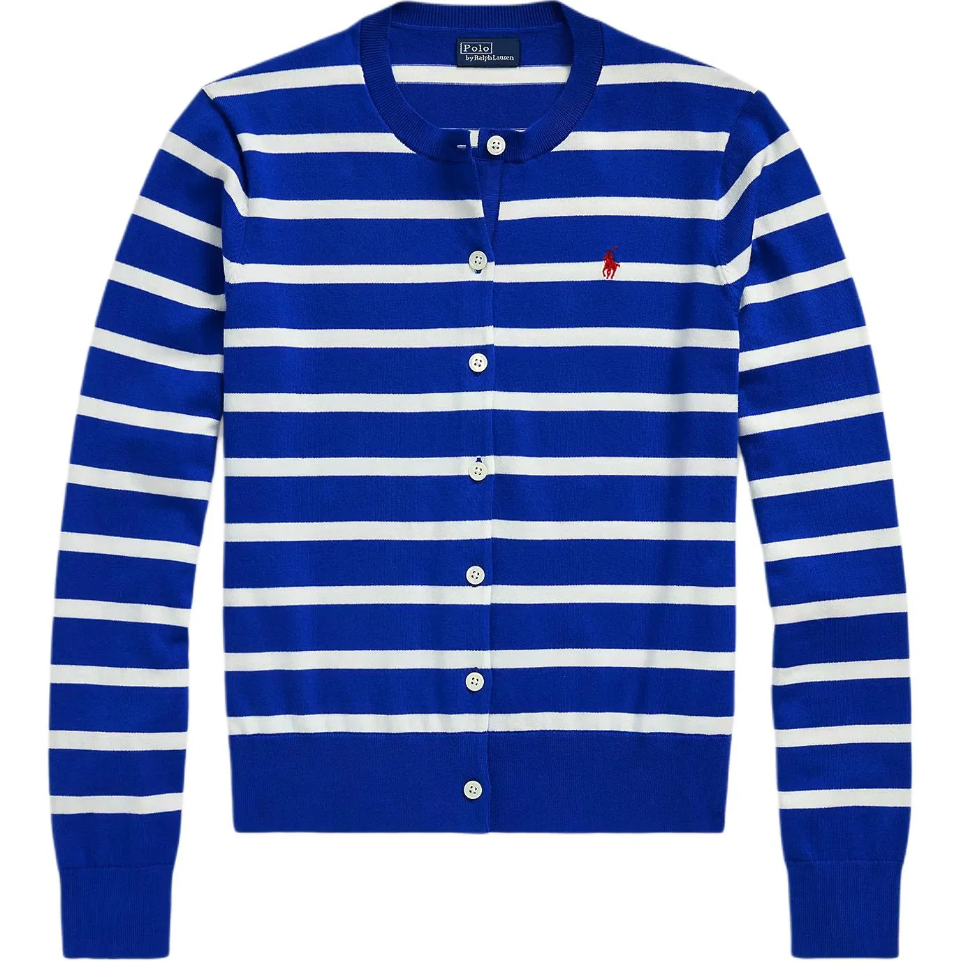 Кардиган вязаный полосатый с вышитым логотипом Polo Ralph Lauren, Blue