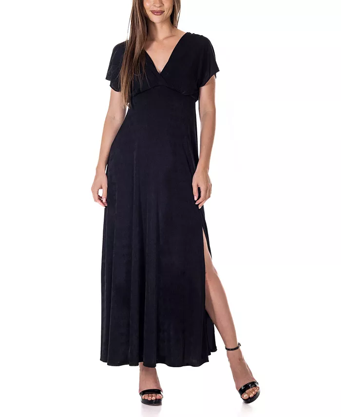 

Макси-платье с расклешенными рукавами из металлизированного трикотажа 24seven Comfort Apparel, черный