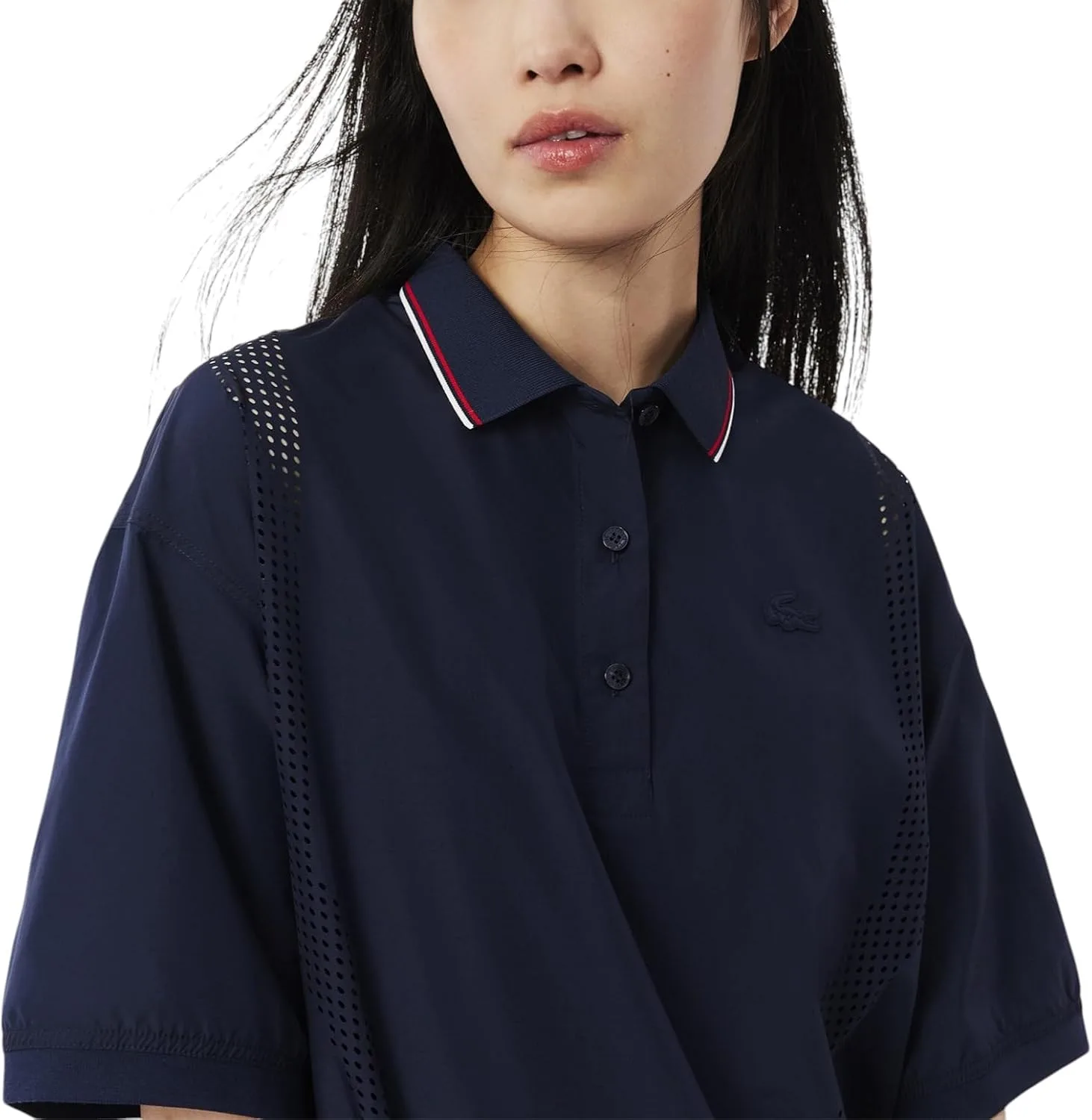 Поло Lacoste Oversized из технической ткани, темно-синий — фото 4