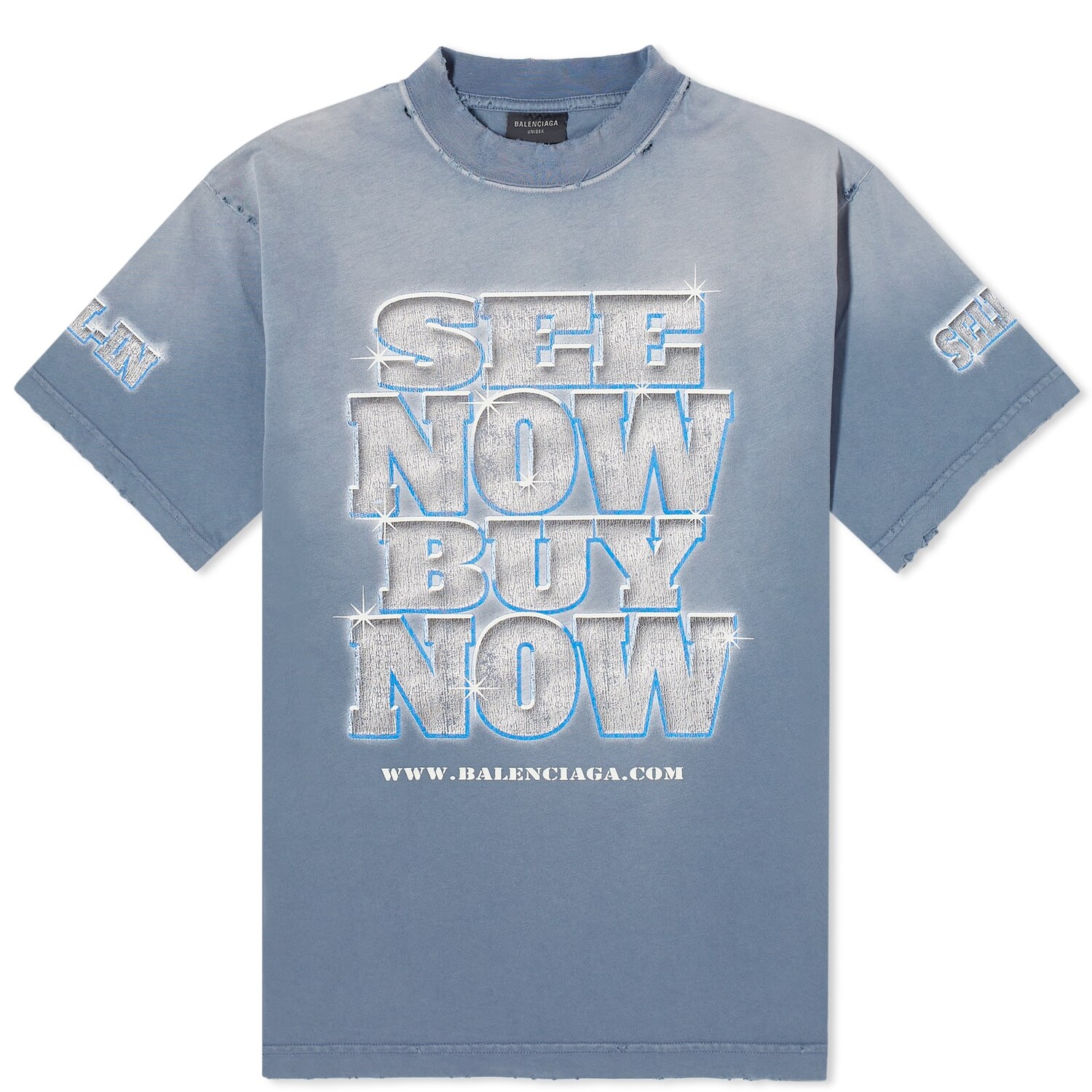

Футболка Balenciaga See Now Buy Now T-Shirt, цвет Washed Blue