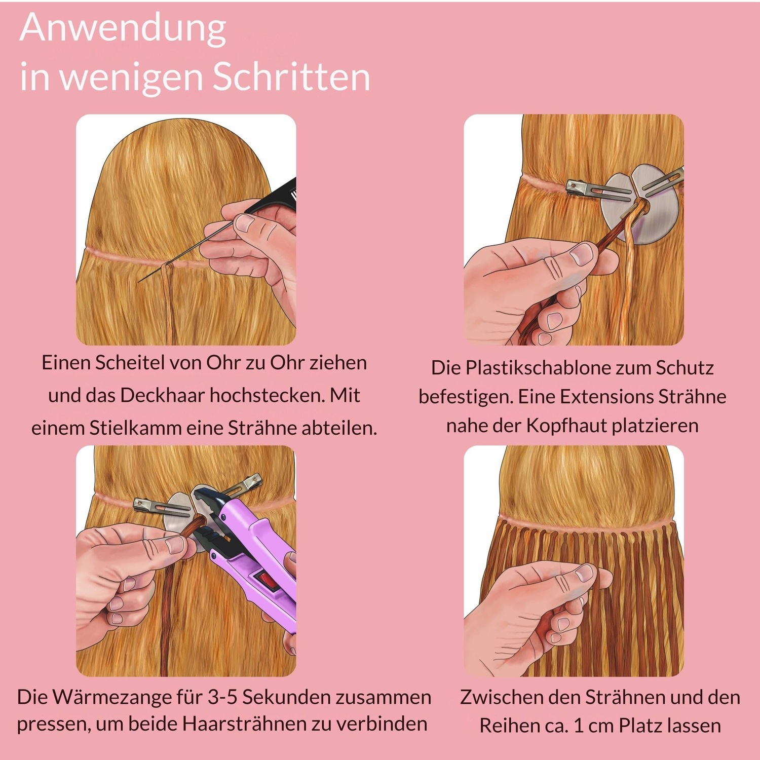 Накладные волосы bonding extensions premium rohhaar naturschwarz Hair2Heart, 40cm, количество 25 шт. — фото 4