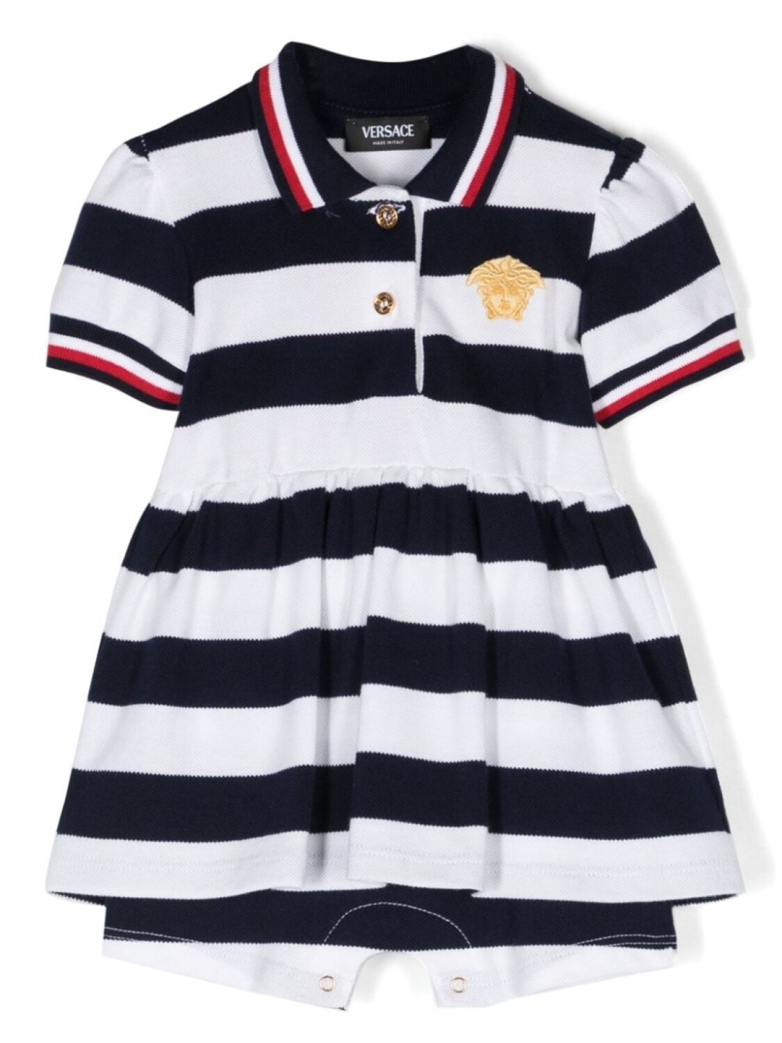 

Versace Kids платье в полоску Nautical Stripe с оборками, синий