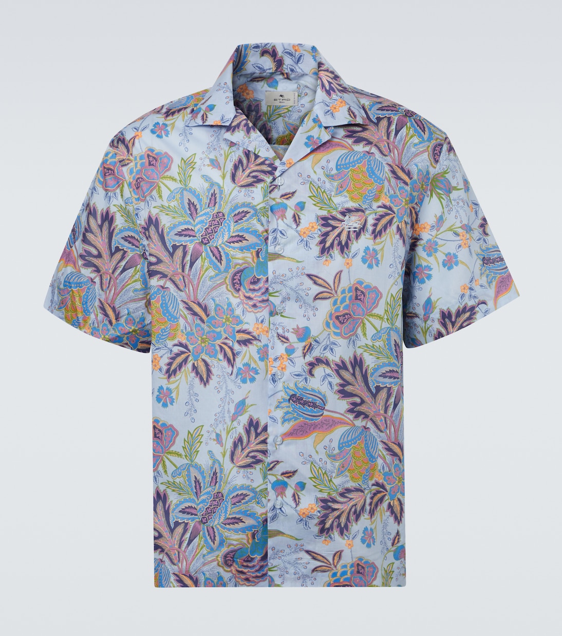 

Рубашка для боулинга из хлопкового поплина с принтом Etro, Print On Pale Blue Base