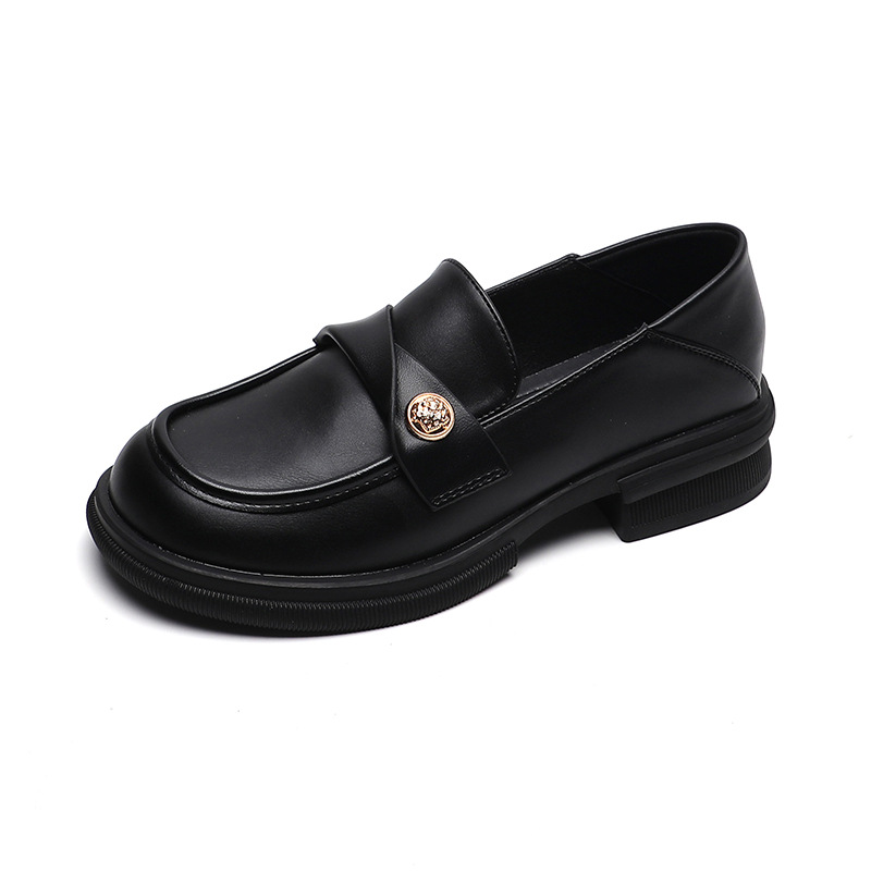 QITUMAUL Женские лоферы черные матовые на каблуке 3,5 см, цвет Black[Matte Heel Height 3.5cm]