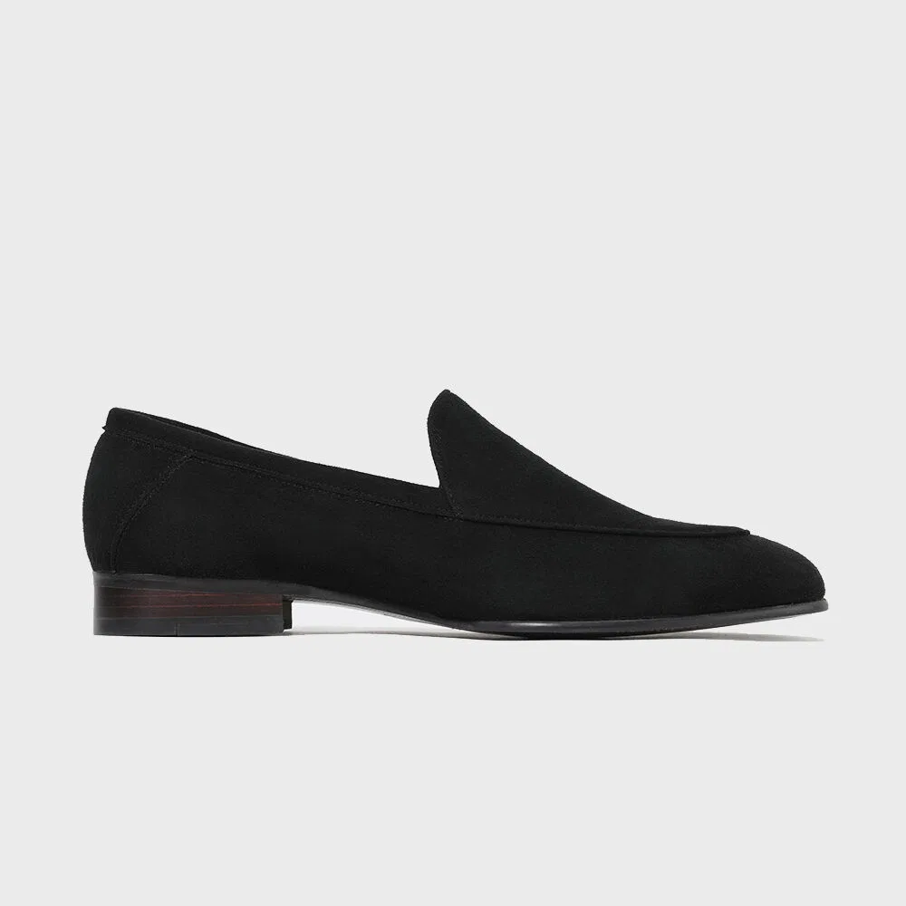 Мужские чёрные замшевые лоферы Minimal Round Toe от Firenze.A — фото 3