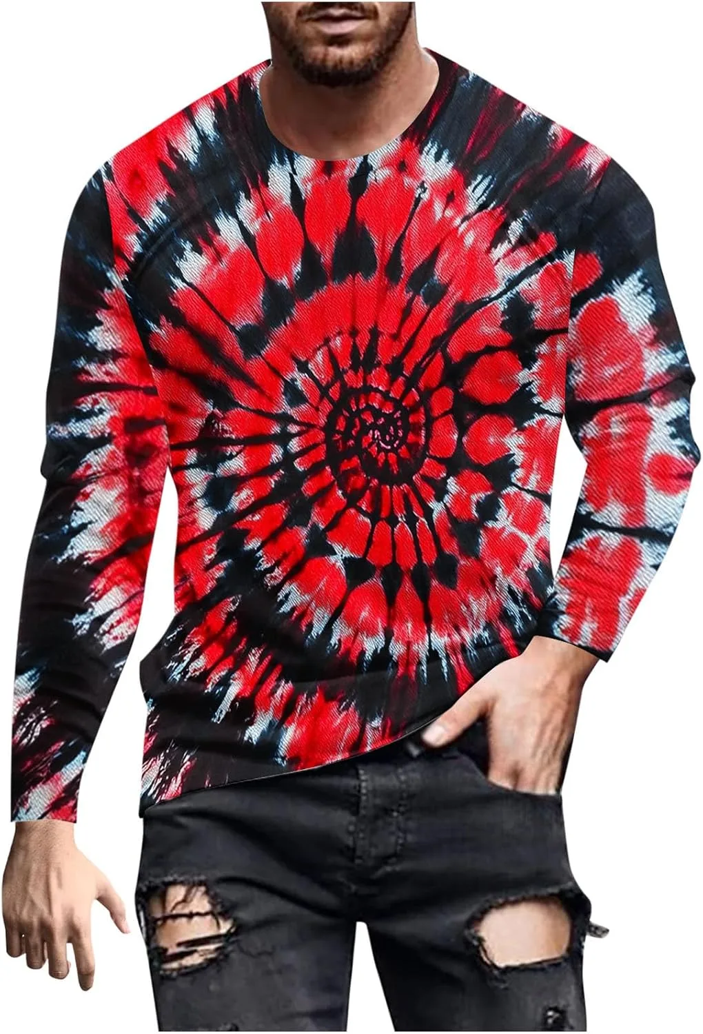 

Футболка с длинным рукавом мужская Tie Dye Slim Fit с принтом