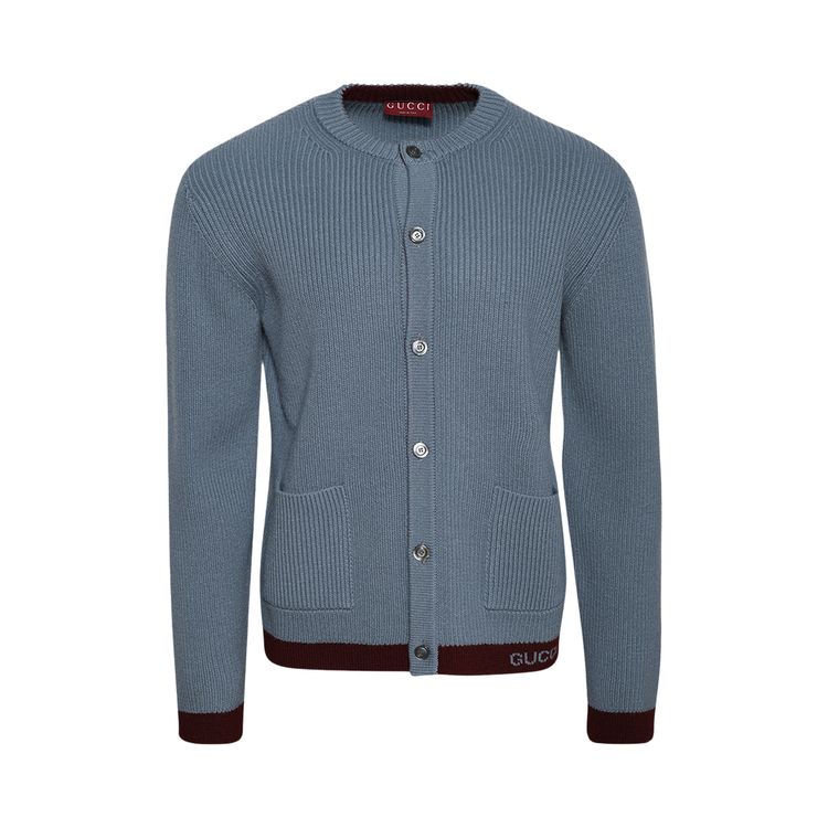 

Кардиган Gucci Intarsia Wool Cardigan 'Periwinkle', синий