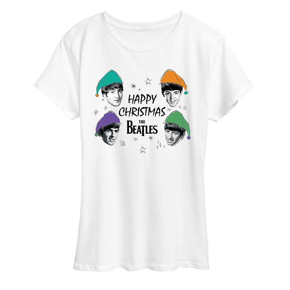 

Женская футболка с рисунком The Beatles Happy Christmas Licensed Character, белый