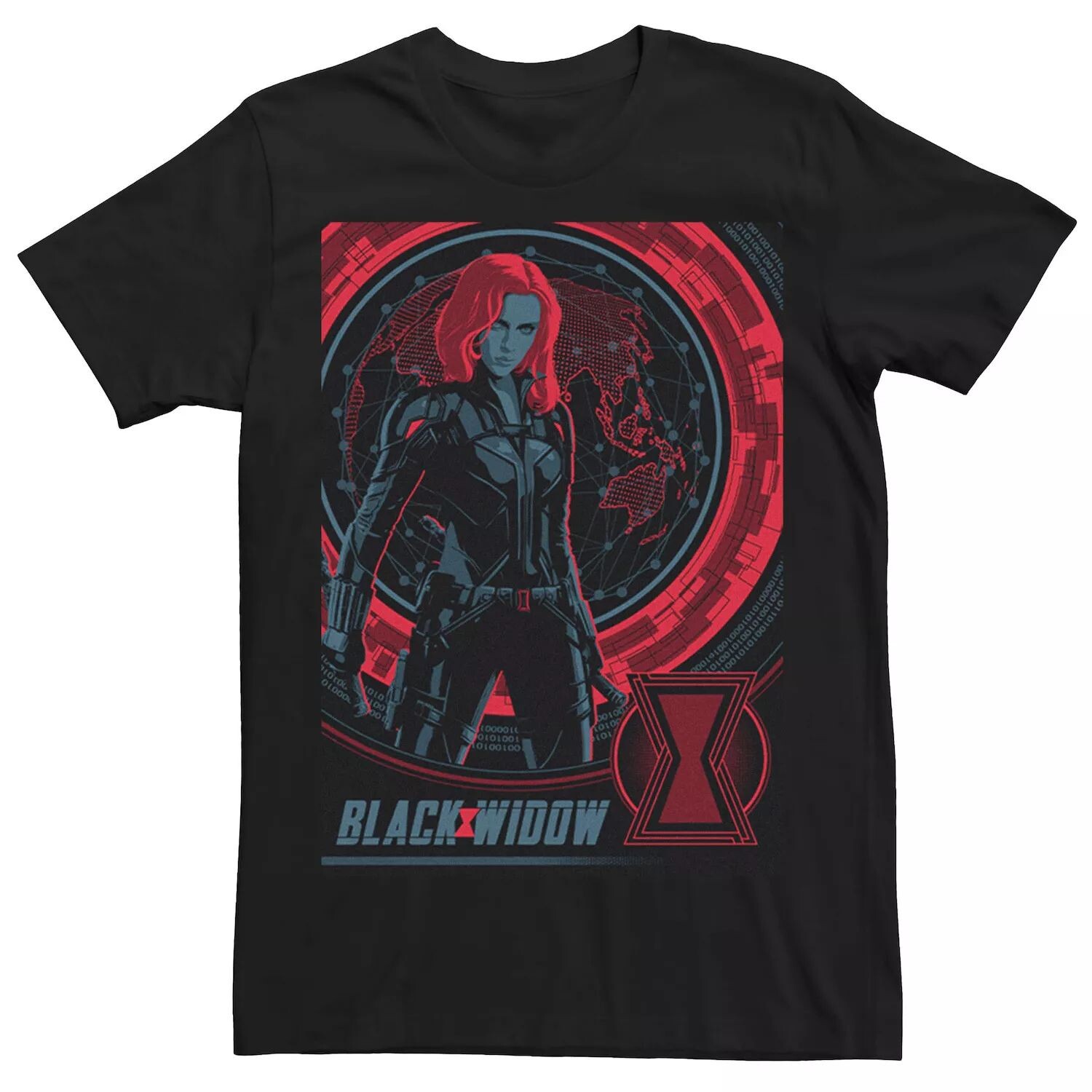 

Мужская футболка с плакатом и портретом в виде глобуса Marvel Black Widow Licensed Character