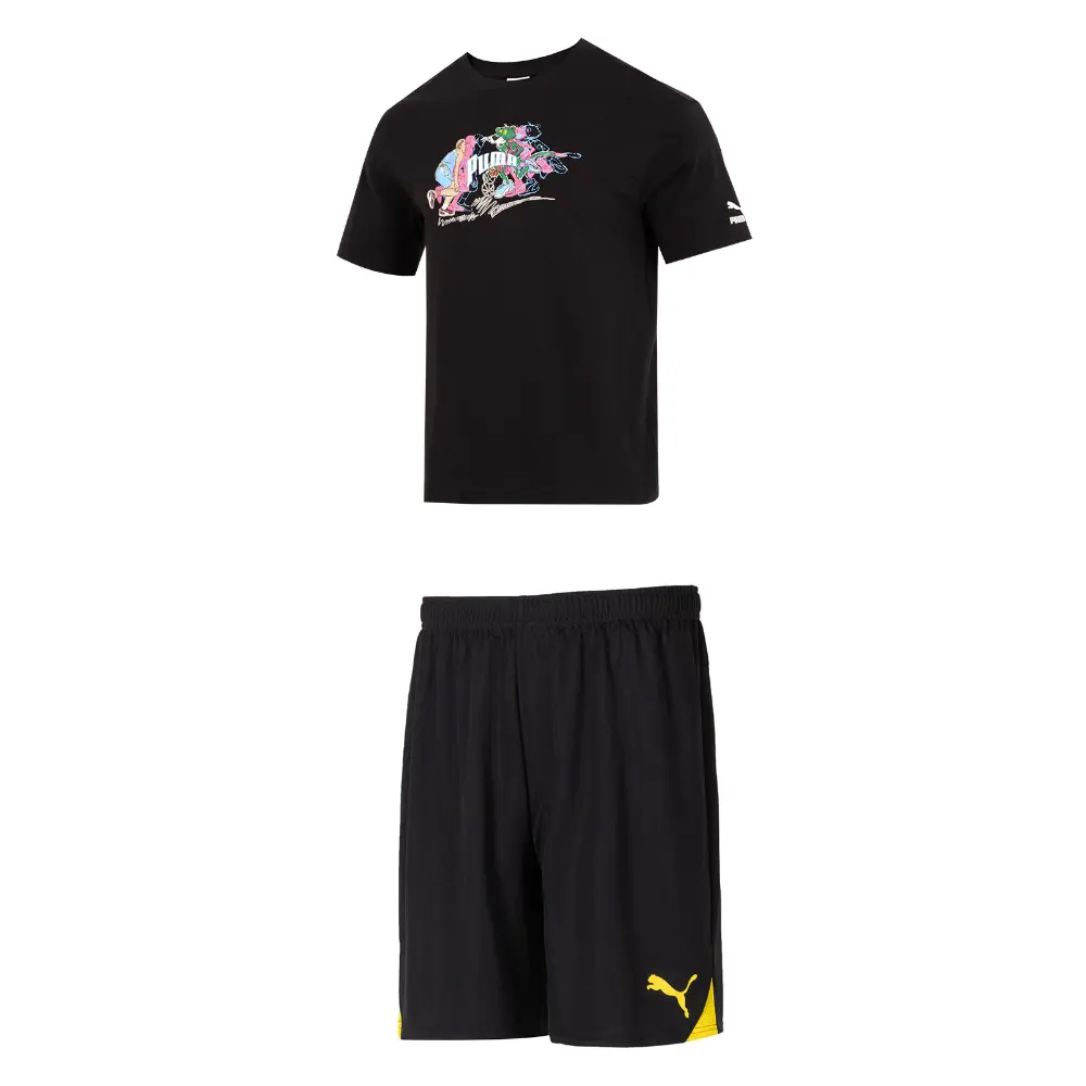 

Повседневная спортивная одежда для мужчин, черный + черный и желтый Puma, желтый