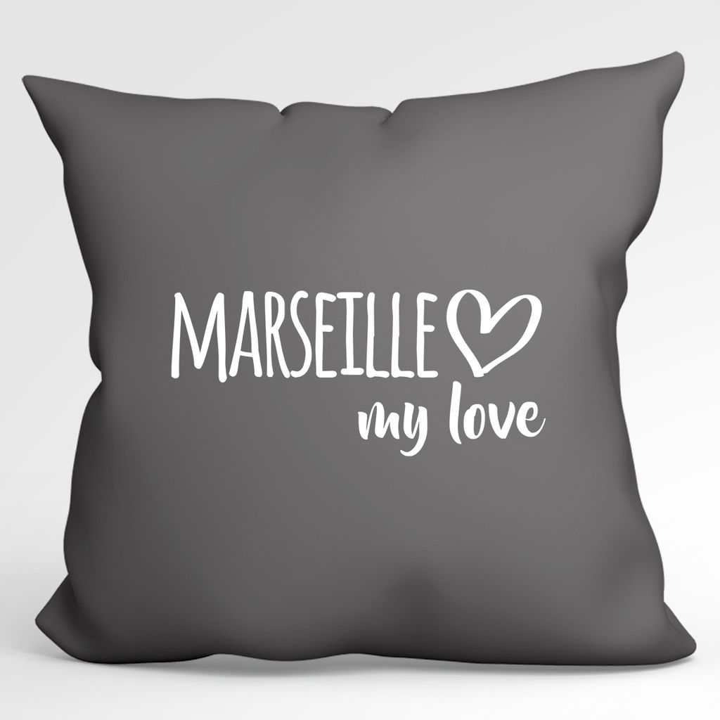 

Huuraa Cushion Marseille my love декоративная подушка с наполнителем размер 40x40см Серый Сталь для всех поклонников Марселя Франция идея подарка для друзей и семьи Hellweg Druckerei