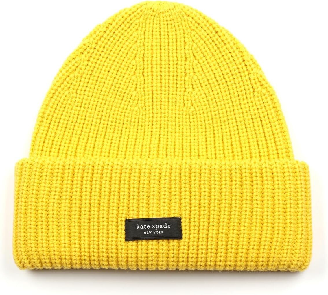 

Шапка Kate Spade New York Sam Label Cuff Beanie, цвет Chartreuse