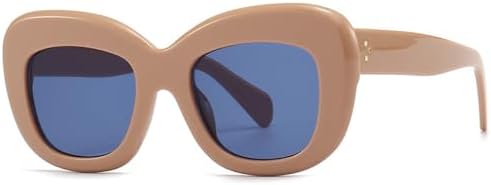 

Модные ретро-солнцезащитные очки большого размера 2027 года для женщин и мужчин, с заклепками, трендовые женские очки с защитой от УФ-излучения UV400 MTZJH, Coffee Blue