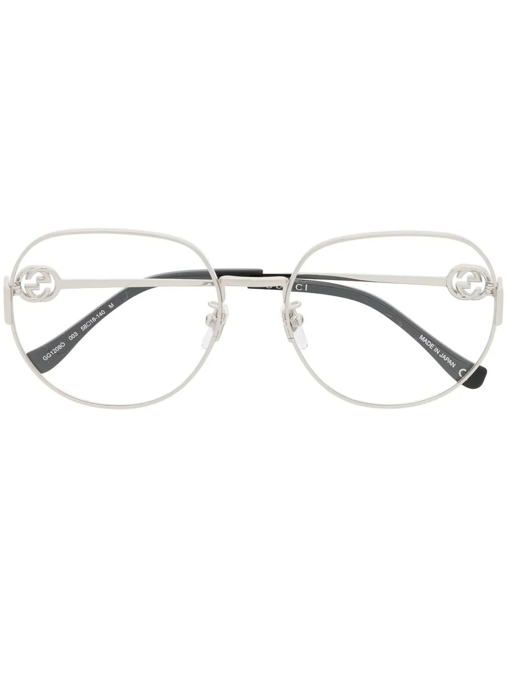 

Очки в массивной круглой оправе Gucci Eyewear, серебяный