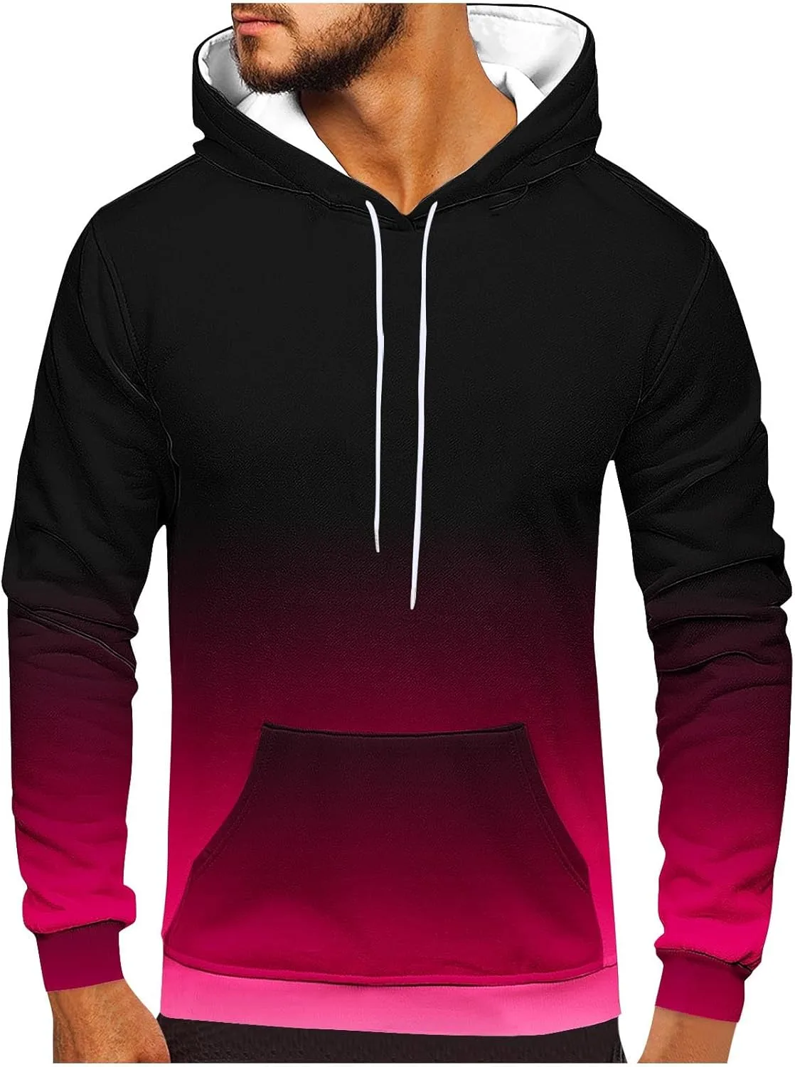 

Мужской худи с капюшоном на шнурке, Slim Fit, мягкий градиентный OTSANT