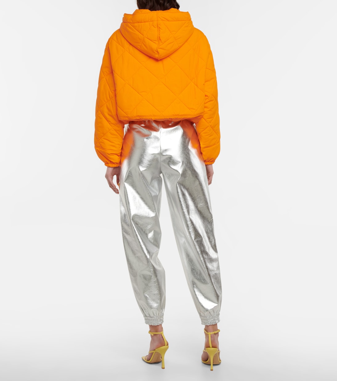 Стеганая техническая куртка с капюшоном Stella McCartney, Bright Orange — фото 3