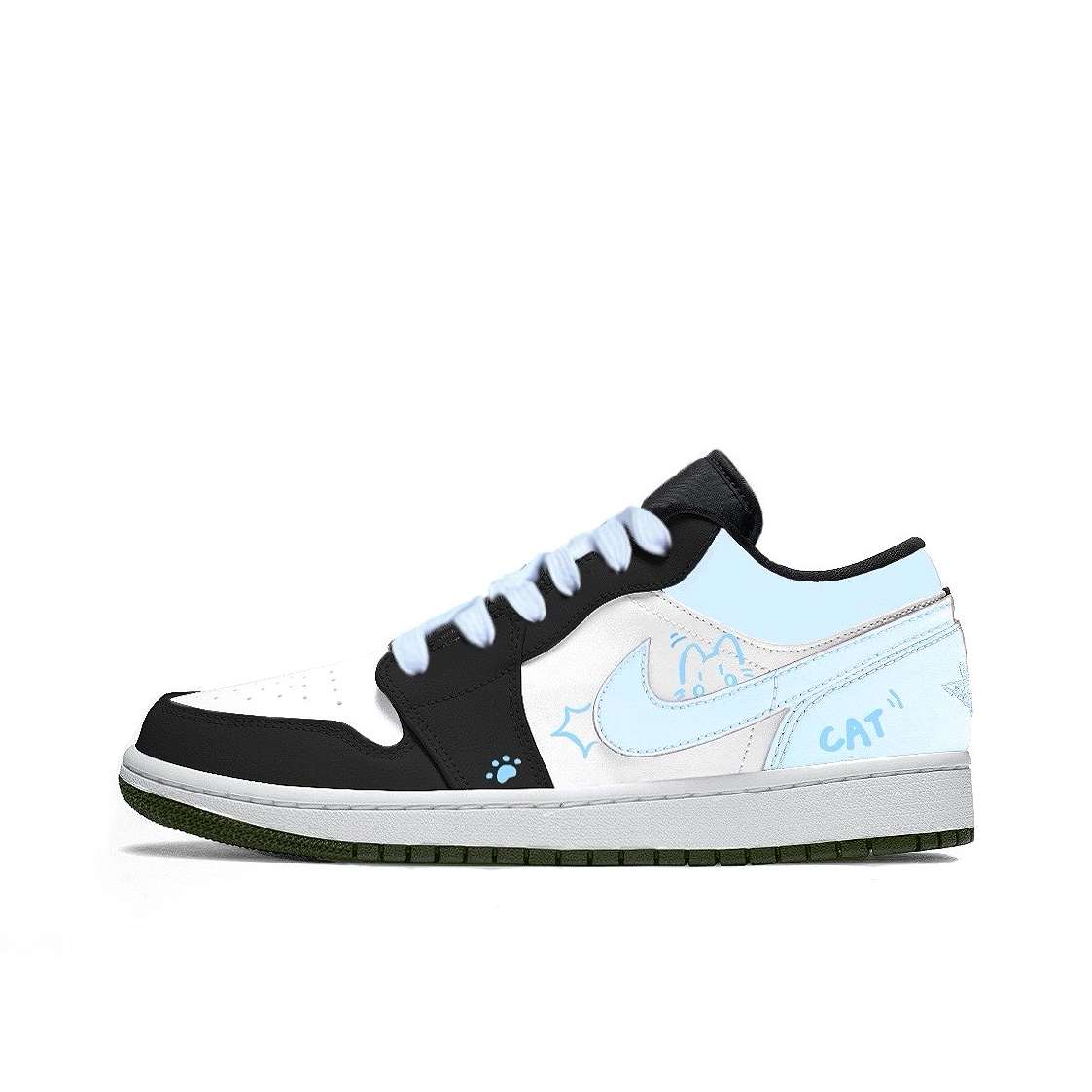 

Детские баскетбольные кроссовки Air 1 Cute Cat с противоскользящей, износостойкой и дышащей подошвой Jordan, светлый синий