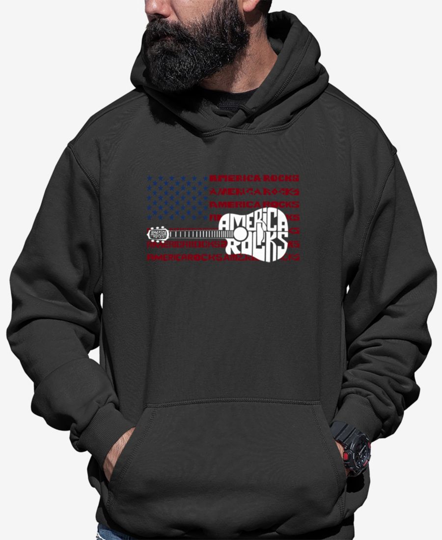 

Мужская толстовка с капюшоном America Rocks с надписью "Word Art" LA Pop Art, Dark gray