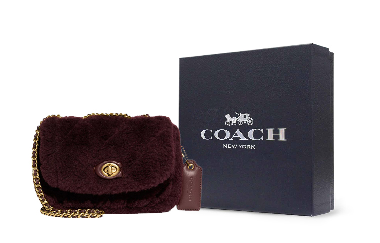 

COACH Сумка кроссбоди из овчины и гладкой кожи малая женская бордовая