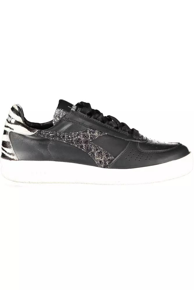 Кроссовки Diadora Sleek Leather с контрастными женскими акцентами, черный