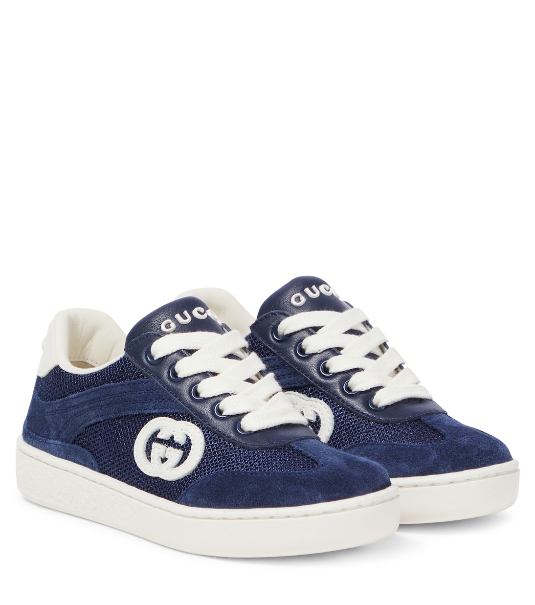 

Кроссовки Interlocking G с отделкой из замши Gucci Kids, Blu.Ag/B.A/B.A/B.A/O