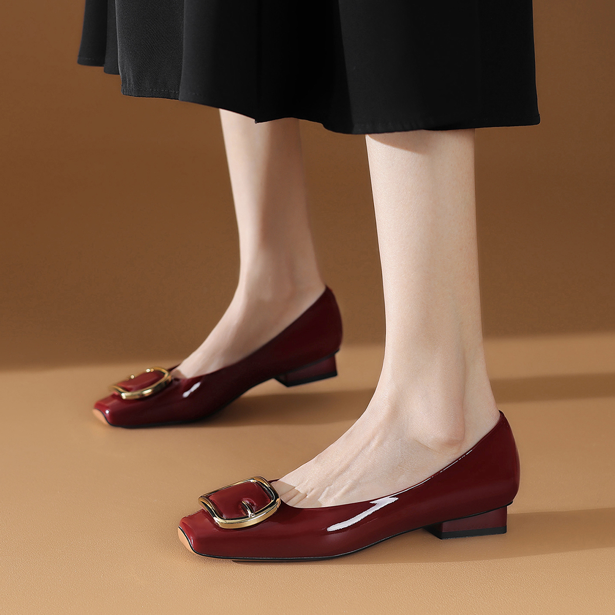 BOERDIQI Женские туфли на каблуке 3 см бордовые с овчинной стелькой, цвет Burgundy (Sheepskin Insole) — фото 4