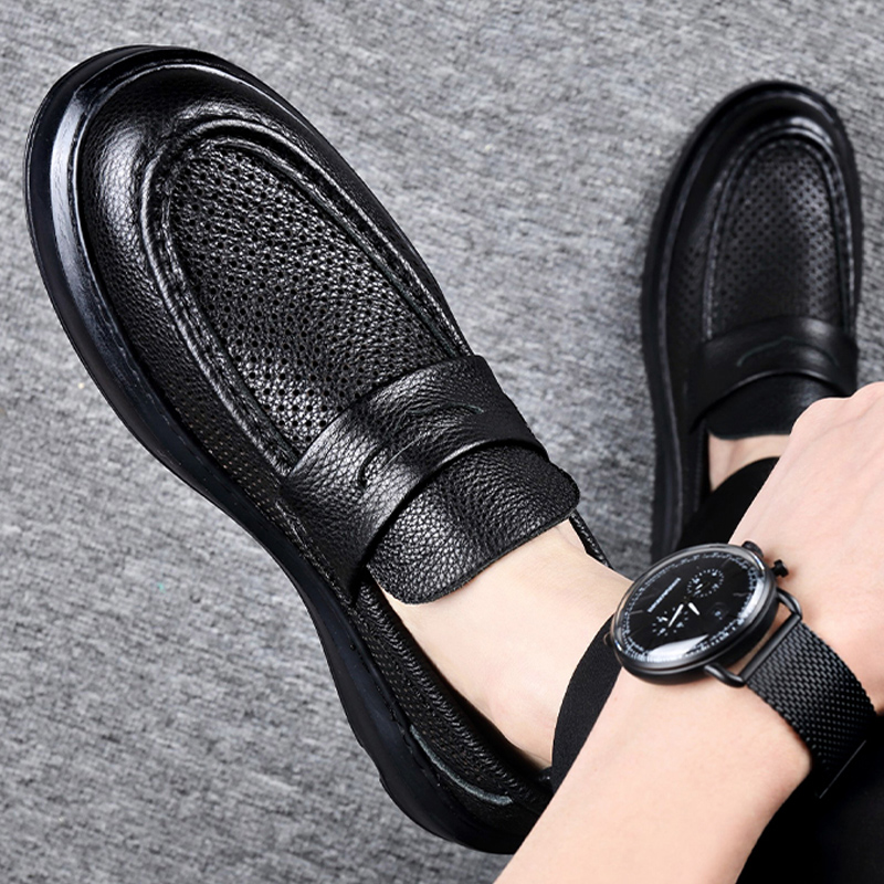 Romon Мужские повседневные кроссовки Low Top черные всесезонные, цвет Black All-Season — фото 4