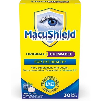 

MacuShield Original жевательная пищевая добавка для здоровья глаз, содержащая лютеин, зеаксантин, мезозеаксантин и витамин B2
