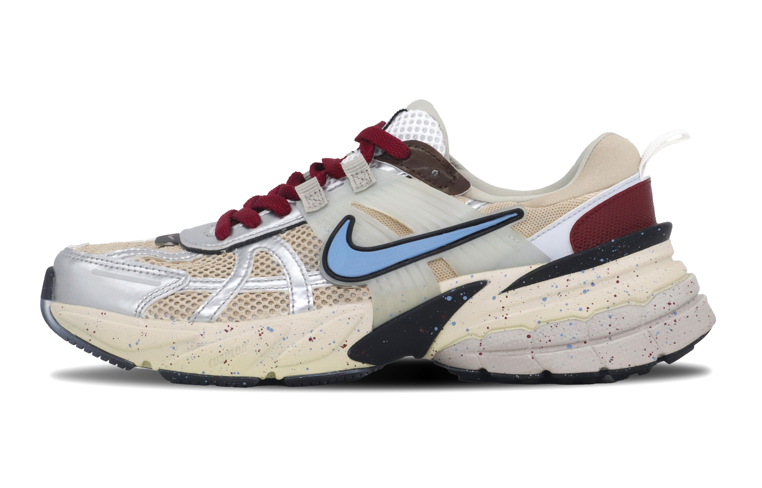 

Nike V2K Run дышащие низкие кроссовки для бега Unisex бежевый синий дымчато-красный