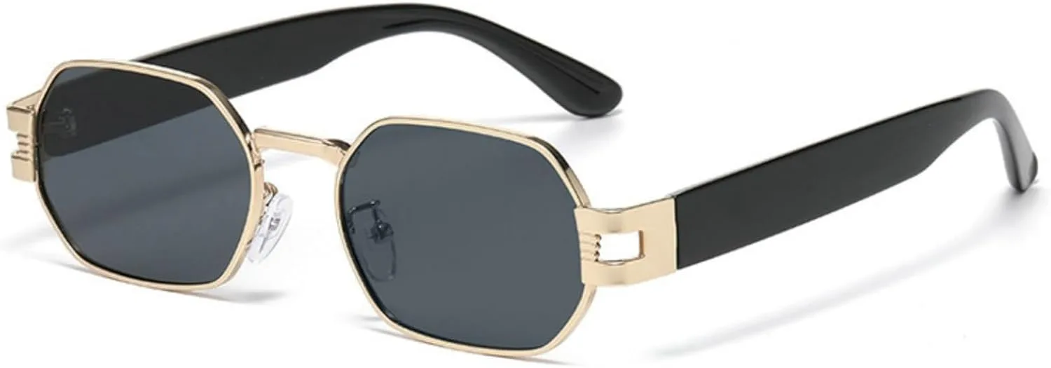 

Солнцезащитные очки Willochra Retro Square Narrow для женщин, модные винтажные, многоугольные, маленькие, с металлической оправой и защитой от УФ-излучения, C2