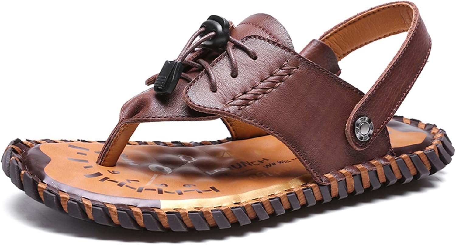 

Мужские кожаные сандалии Vtiao, шлепанцы ручной работы, мужские сандалии-босоножки, повседневные сандалии, мягкие, дышащие, нескользящие и долговечные, коричневый