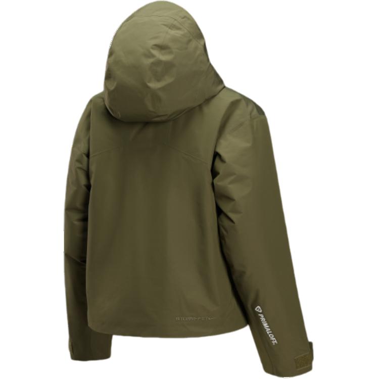 Куртки и пальто Storm FIT женские Medium Olive Green/Ultra Light Fluorescent Yellow/Medium Olive Green/Peak White Nike, оливковый зеленый — фото 3