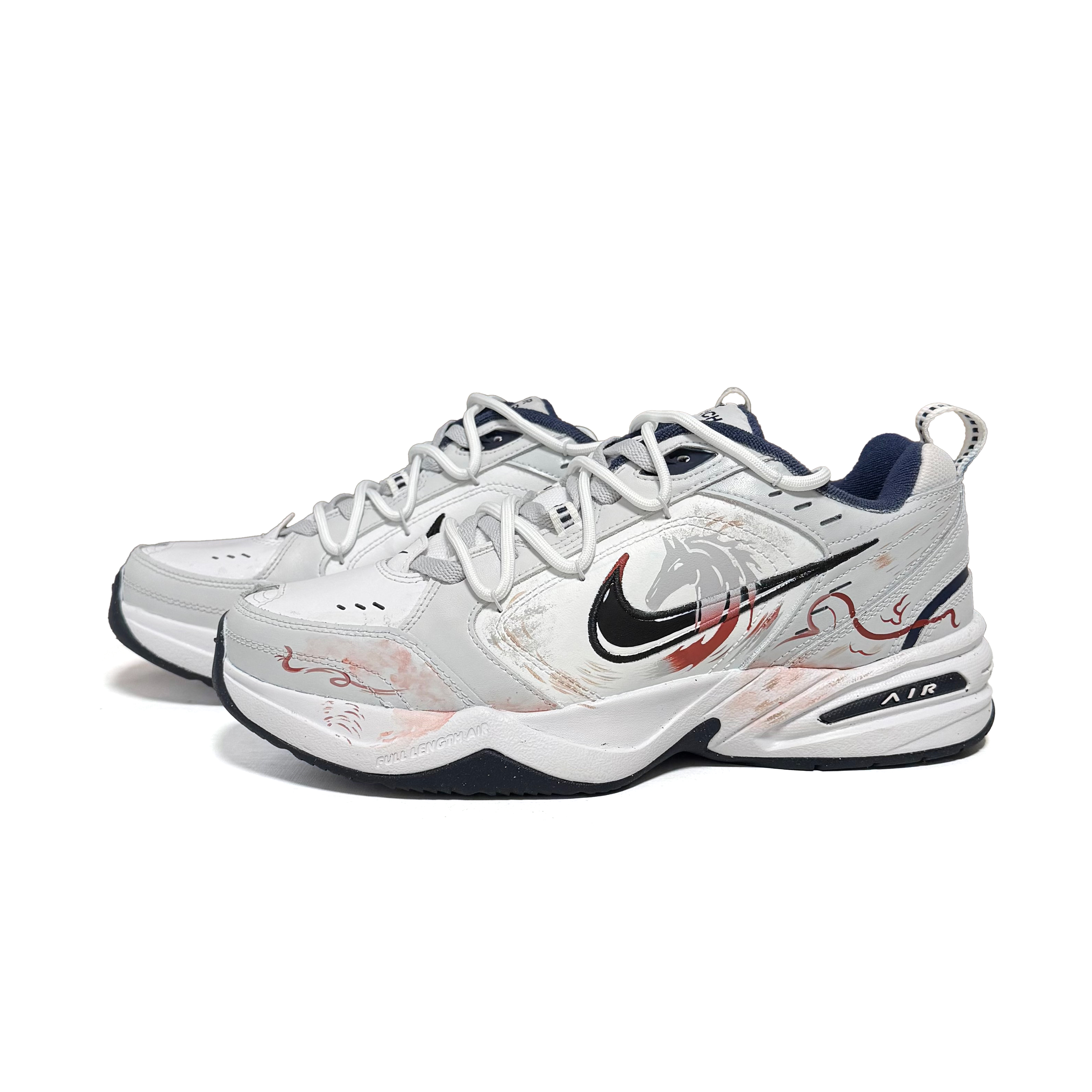 Кроссовки Air Monarch 4 Leading The Way 20 Slip Resistant, Abrasion Resistant, Height Increasing Low top Chunky Nike, серый красный — фото 4