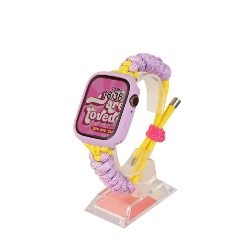

IBOANN Часы Strap Apple Compatibility Nylon Material, Light Purple Yellow+Purple Shell Nylon Rope