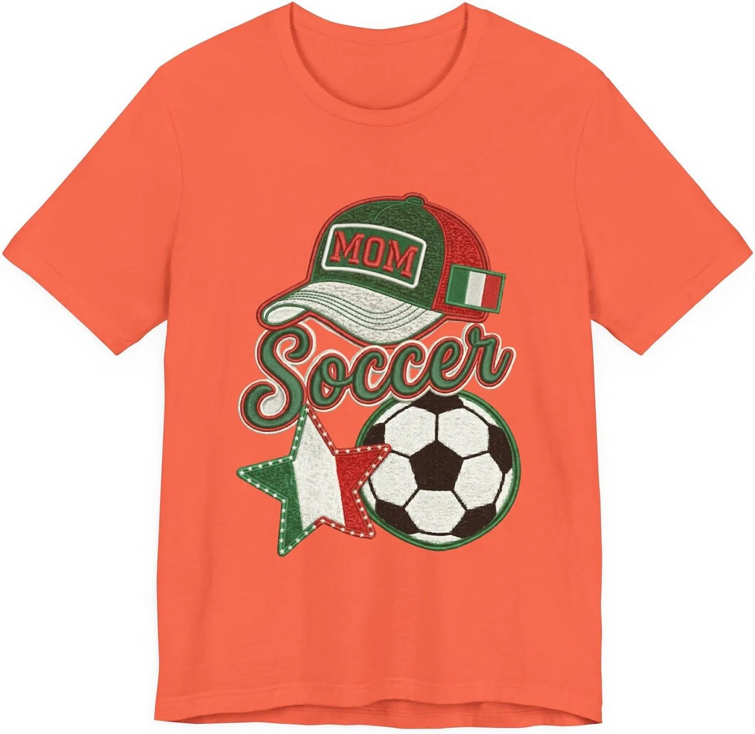Футболка с принтом Mom Soccer Cap and Ball, Coral