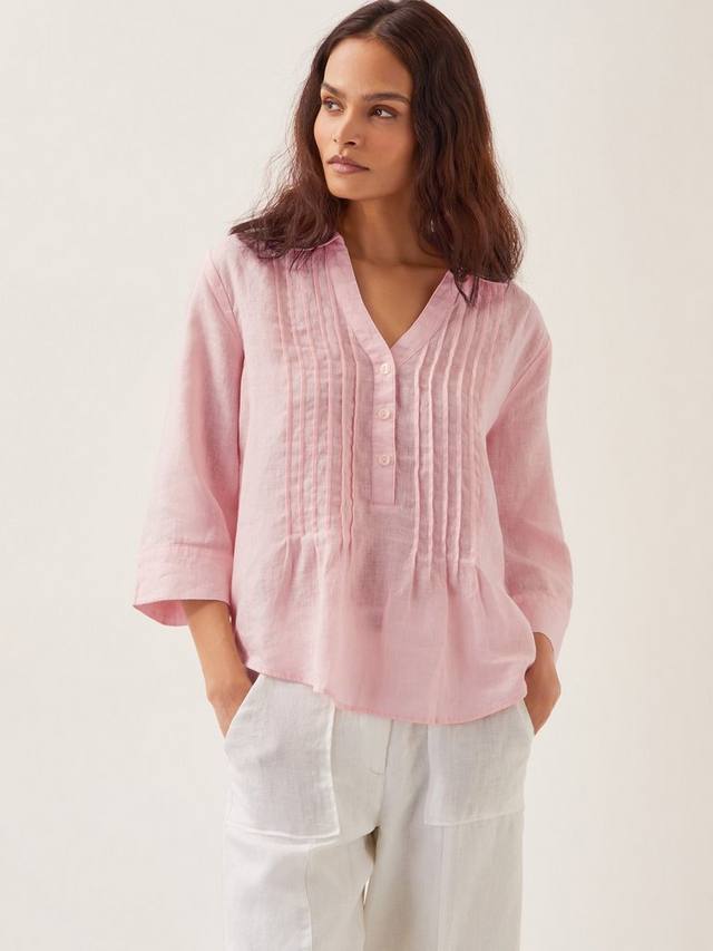 

Блузка из чистого льна элси пинтак Monsoon, цвет Pale Pink