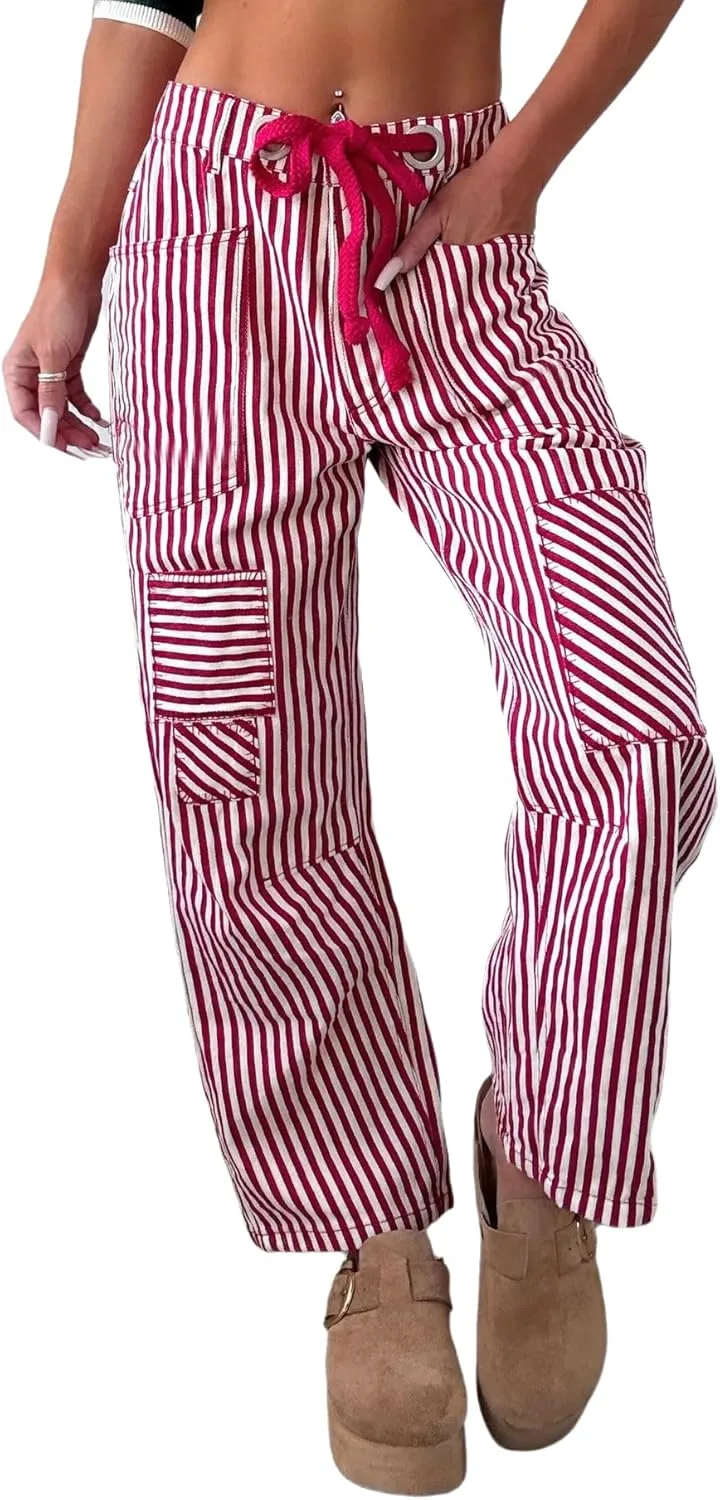 

Женские джинсы прямого кроя с полосками и вставками, модные с поясом YADMISU