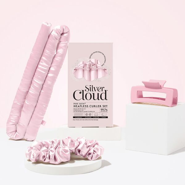 Бигуди атласные с ионами серебра, розовые, 1 шт. Silver Cloud Pink heatless curlers — фото 3