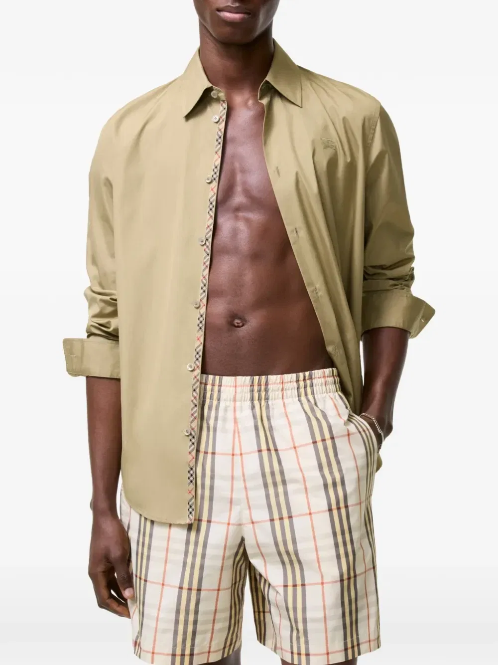 Пляжные шорты Burberry в клетку Pebble бежевый — фото 2