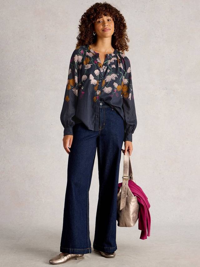 

Юки рубашка в цветочную полоску White Stuff, Navy/Multi