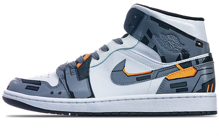 

Кроссовки Air JORDAN 1 Vintage Basketball Shoes Men Mid-Top Gray White/Yellow