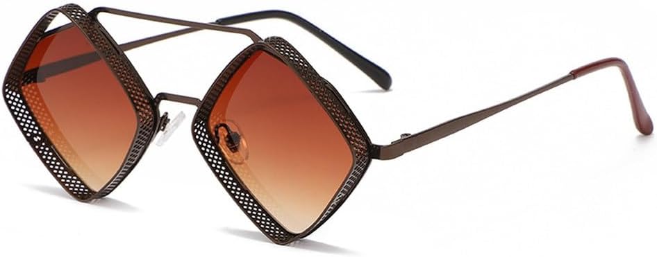 

Солнцезащитные очки в стиле ретро-стимпанк для мужчин, металлическая полая оправа, градиентные зеркальные линзы, защита от УФ-излучения UV400, для женщин в стиле панк generic, Coffee Tea Gradient